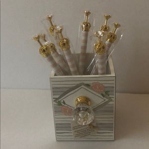 Santa Barbara Crystal Blue Caddy & Rhinestone Pens
